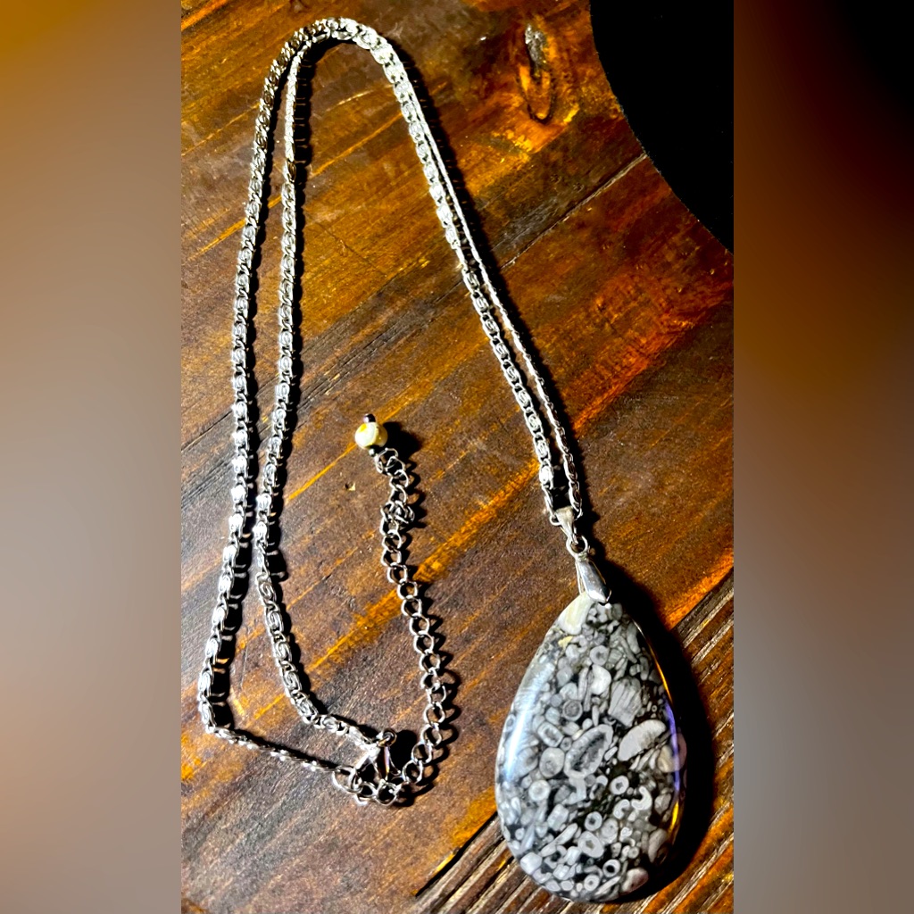 Snowflake Obsidian Pendant Necklace Sterling Pinch Bail - Clarity, Grounding